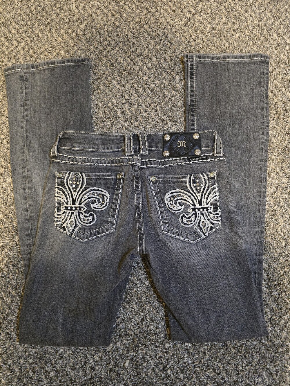 Miss Me Women's Gray Boot Cut Jeans with Contrast Stitching